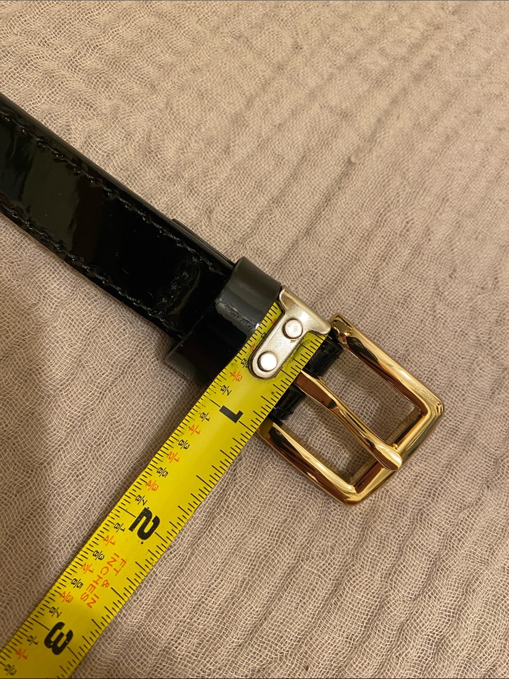 J. Crew Black Patent Leather Belt with Gold Buckle. Size S - Picture 4 of 7